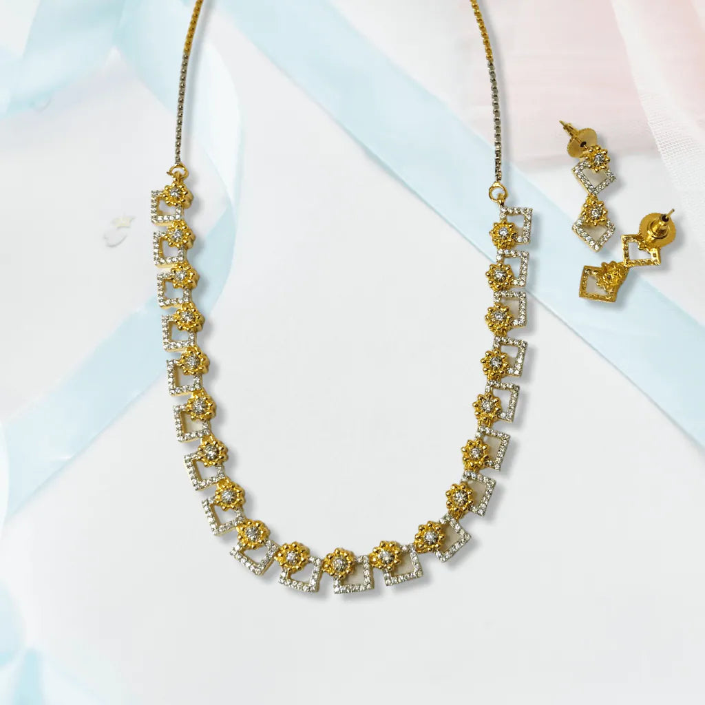 Gold Plated Diamond Shape American Diamond