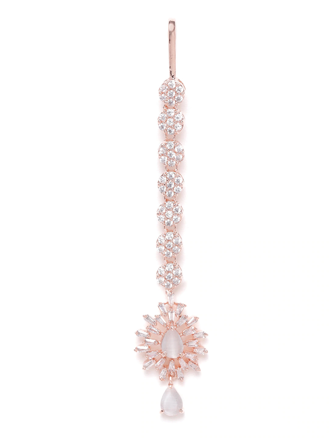 Jewels Gehna Rose Gold -Plated & Grey CZ Stone Studded Handcrafted Maang Tika