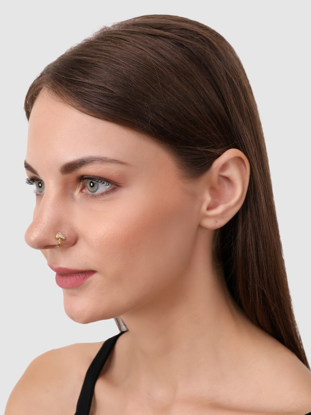 Gold-Plated & White CZ Studded Vilandi Traditional Nose Stud