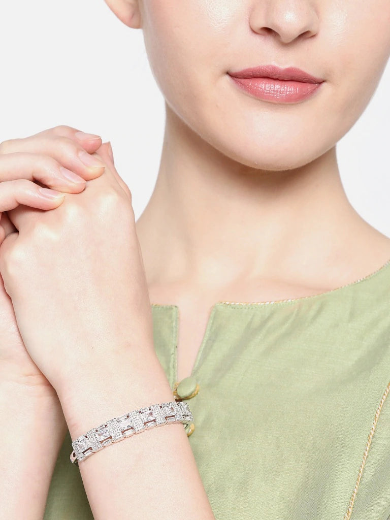 Gold Plated American Diamond Studded Magnetic Bracelet