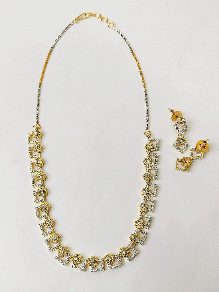 Gold Plated Diamond Shape American Diamond