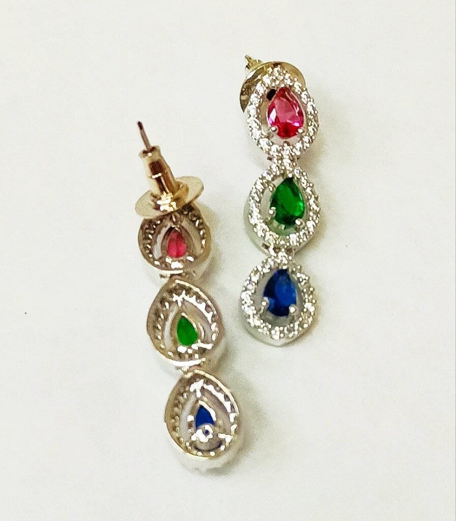 Multi Color Silver Plated American diamond