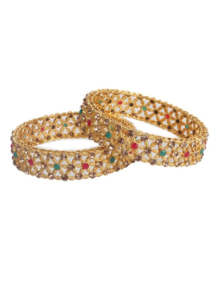 Womens Set of 2 Traditional Stone Studded Kada/Bangles
