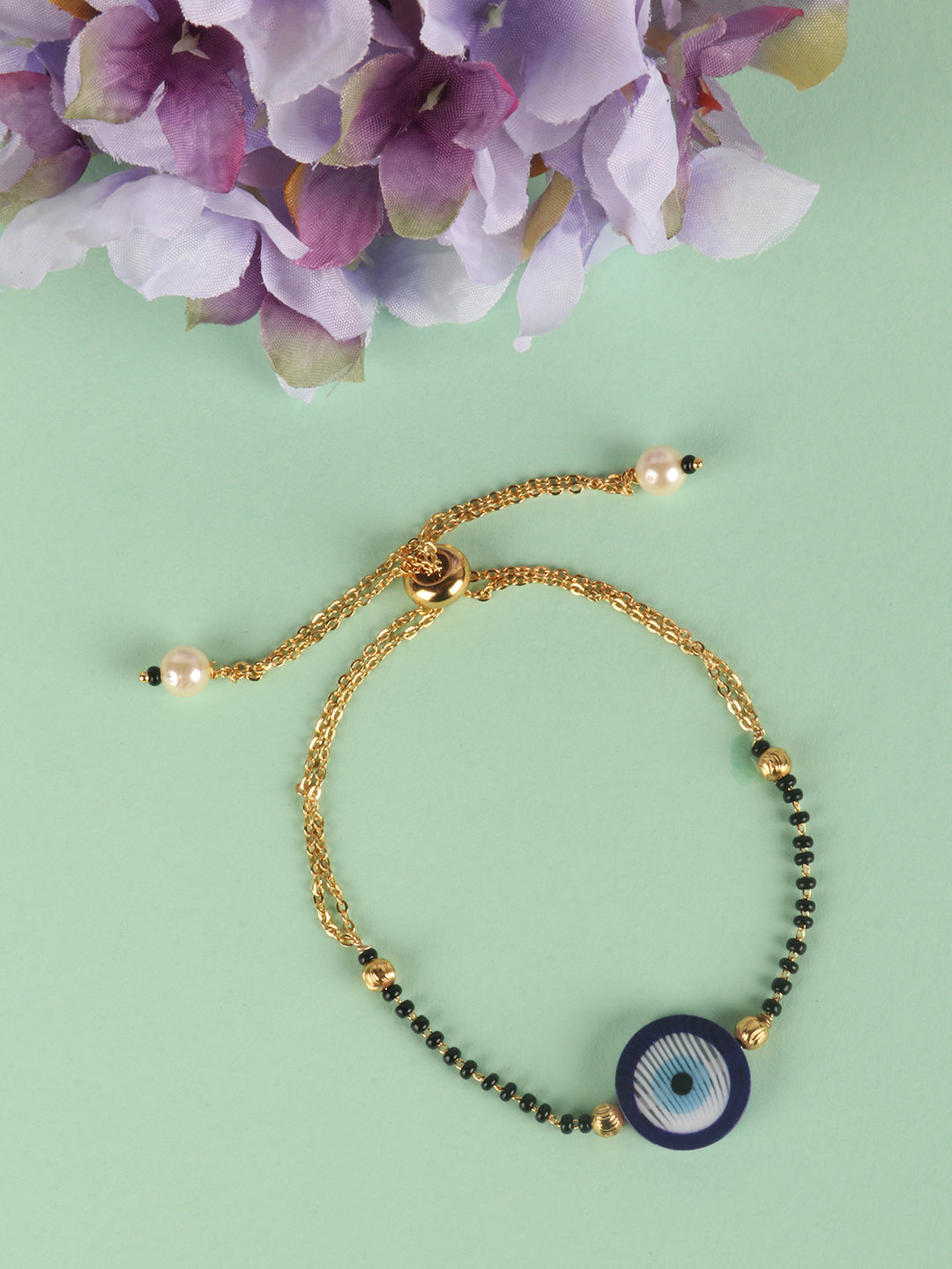 Women Gold-Toned & Black Gold-Plated Charm Bracelet