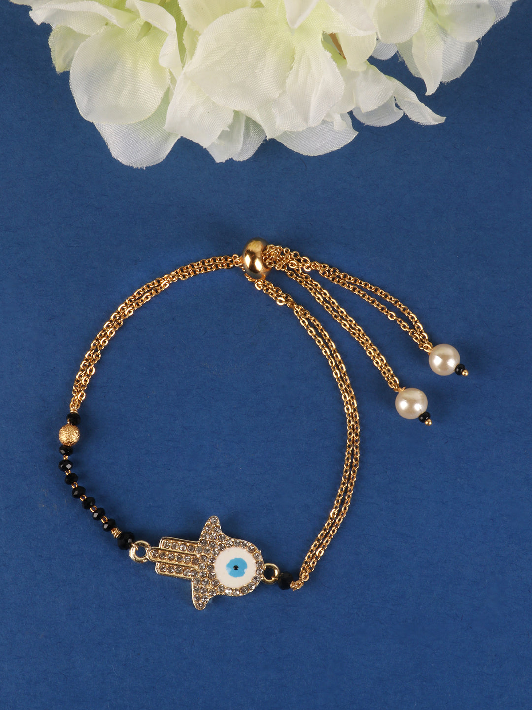 Women Gold-Toned & Black Charm Bracelet