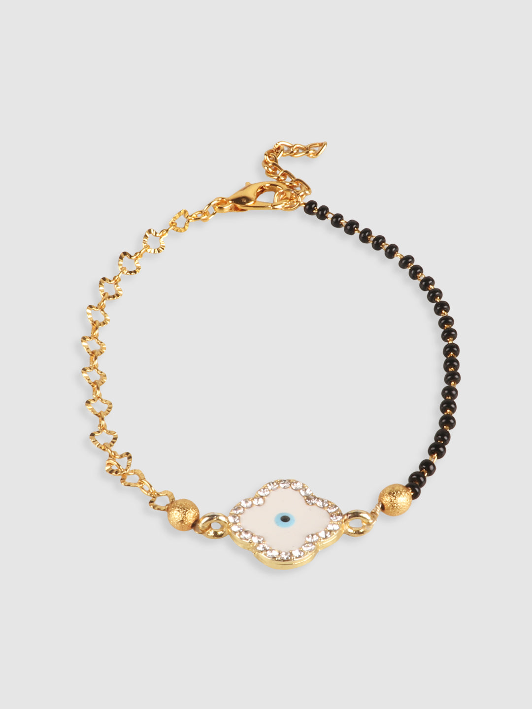 Women Gold & White Gold-Plated Evil Eye Charm Bracelet