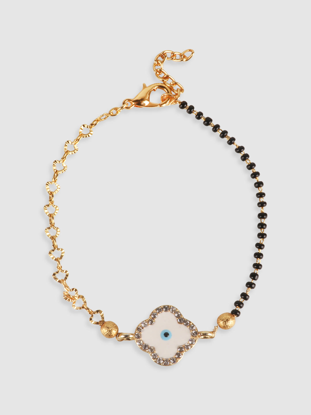 Women Gold & White Gold-Plated Evil Eye Charm Bracelet
