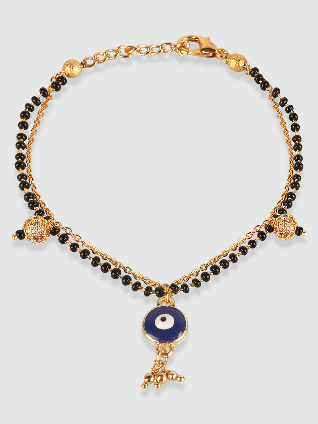 Women Gold-Toned & Blue Gold-Plated Evil Eye Charm Bracelet