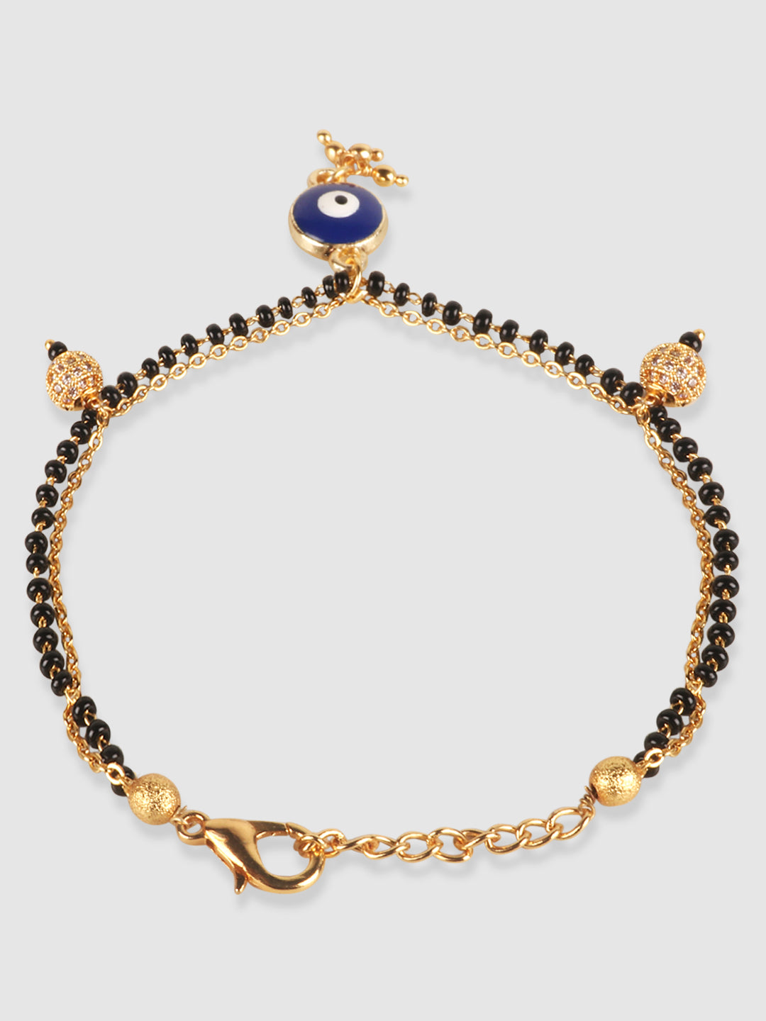 Women Gold-Toned & Blue Gold-Plated Evil Eye Charm Bracelet