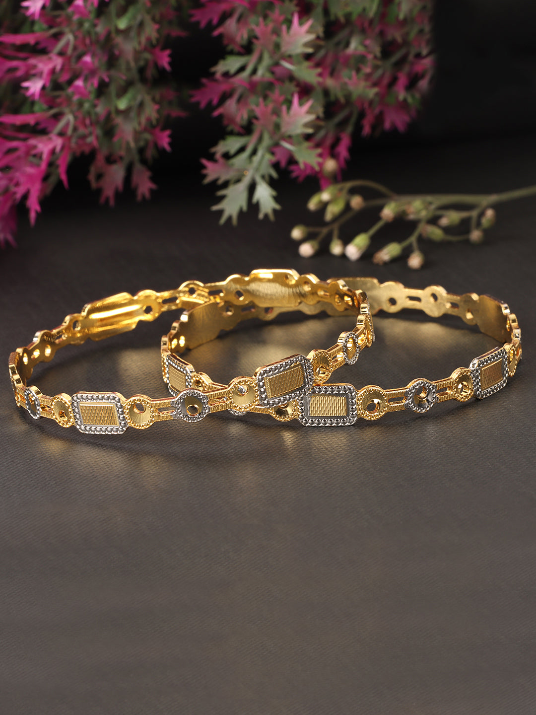 Set Of 2 Gold-Plated Handcrafted Bangles