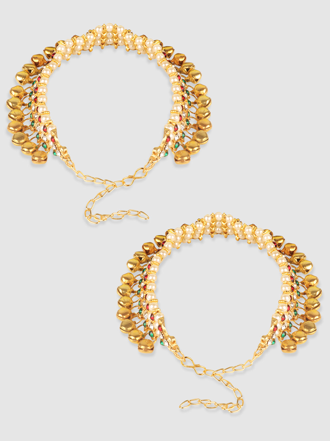 Multicolored Stone Studded Anklet with Ghungroo Details