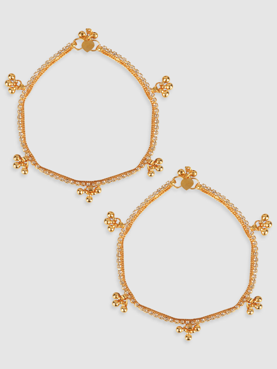 Gold-Toned Stone Studded Ghungroo Detail Anklet