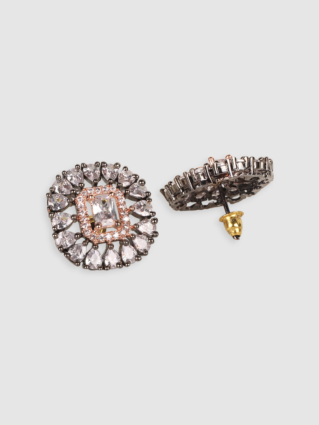 Women Rhodium Plated White Contemporary Stud Earring