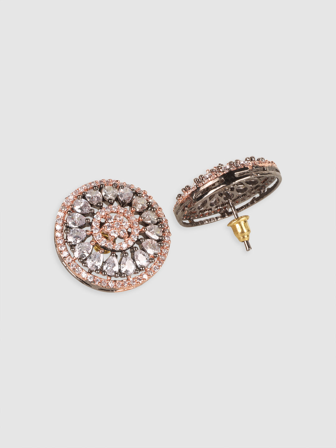 Rhodium-Plated & White Contemporary Studs Earrings