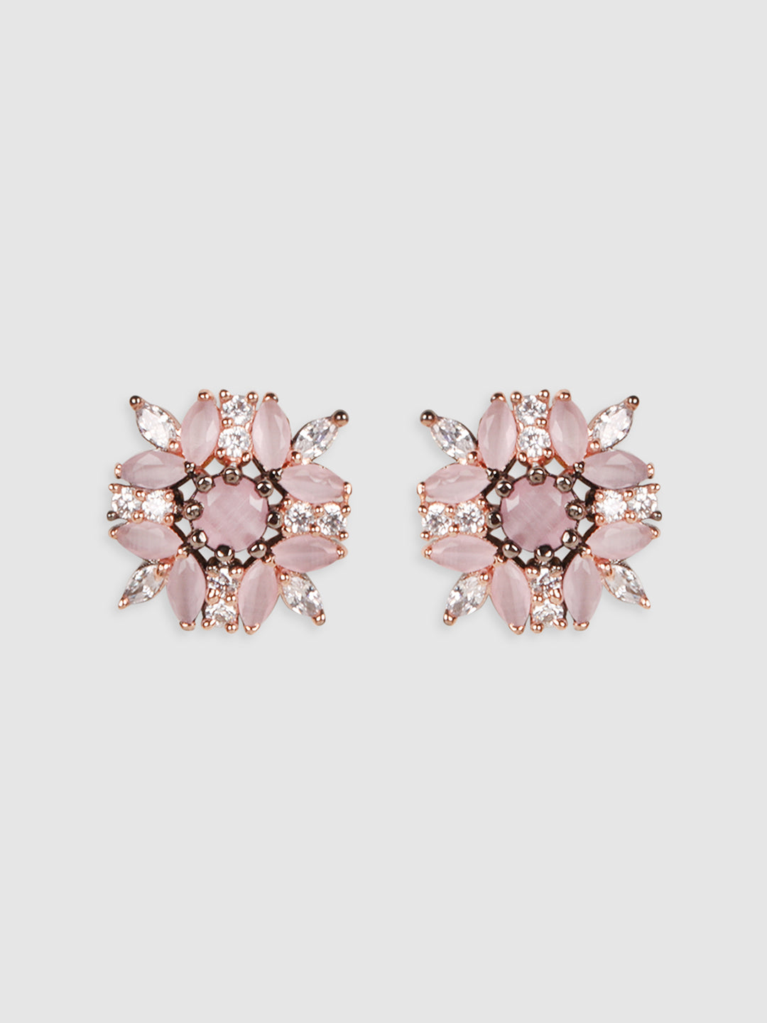 Pink Color Floral Studs Earrings