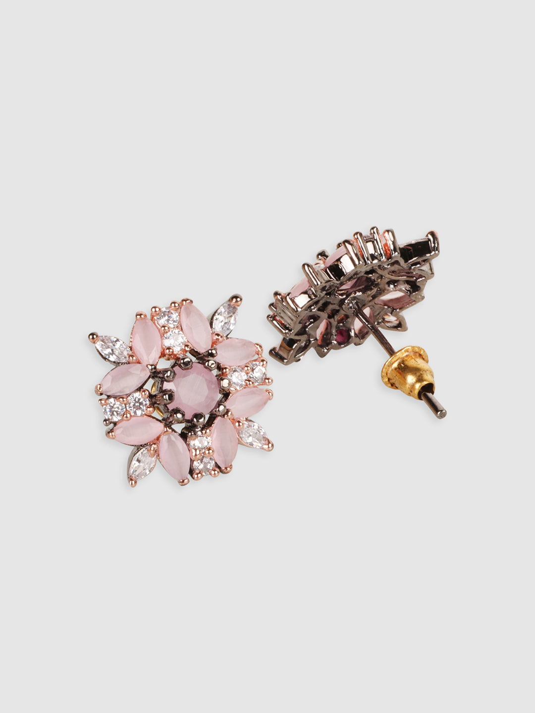 Pink Color Floral Studs Earrings
