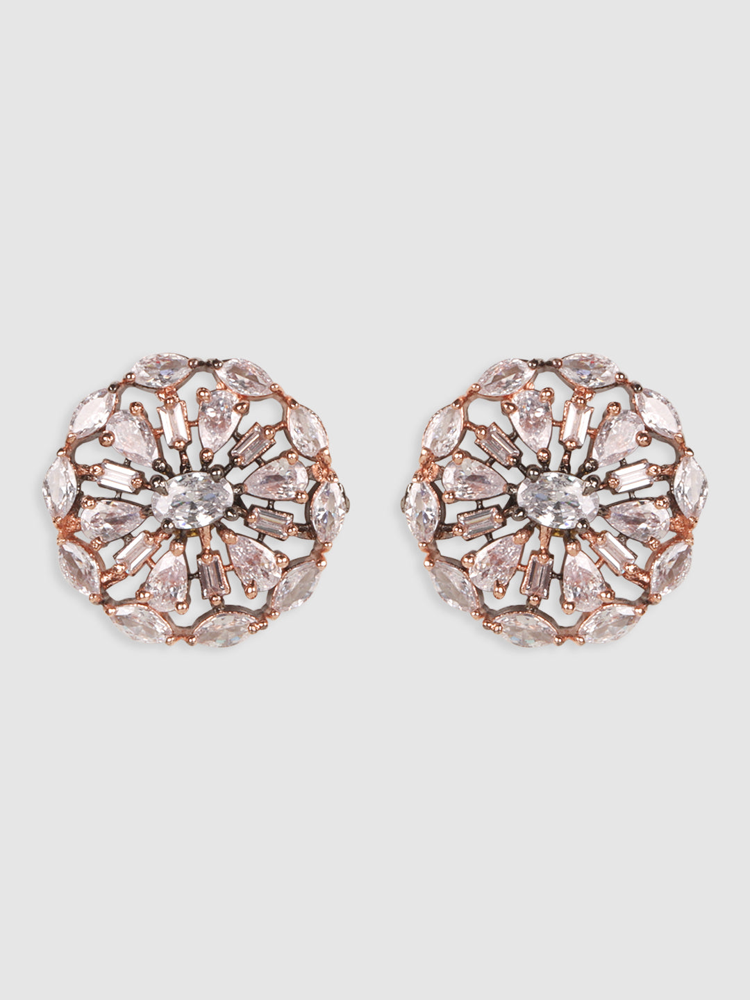 Gold & White Circular Studs Earrings