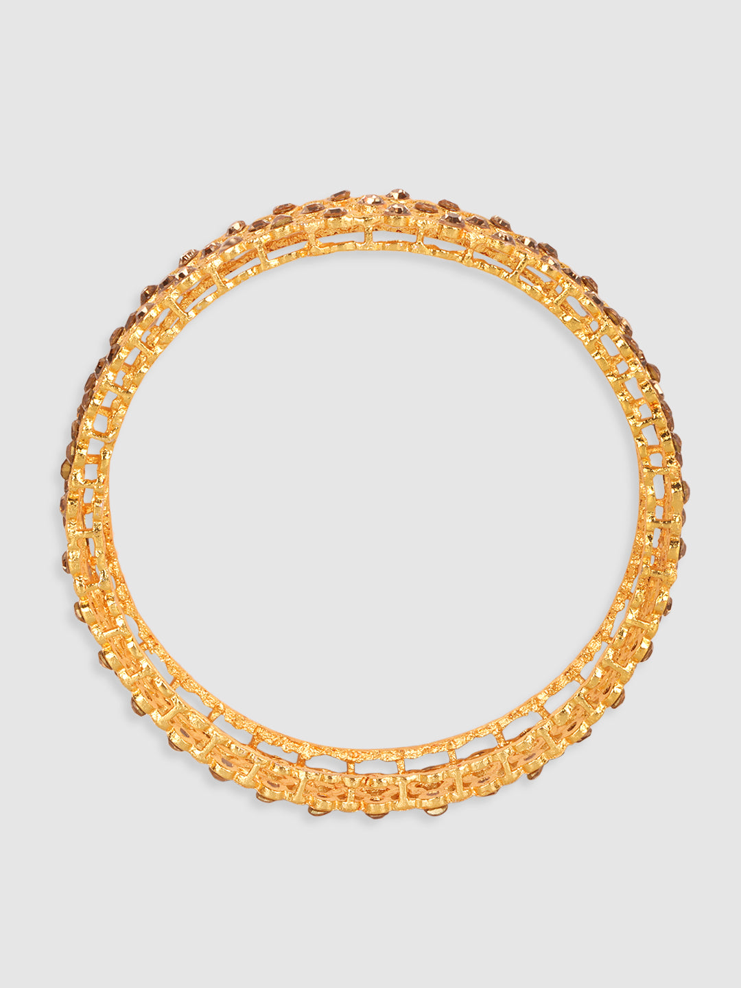 Womens Set of 2 Gold American Diamond Stone Studded Bangles