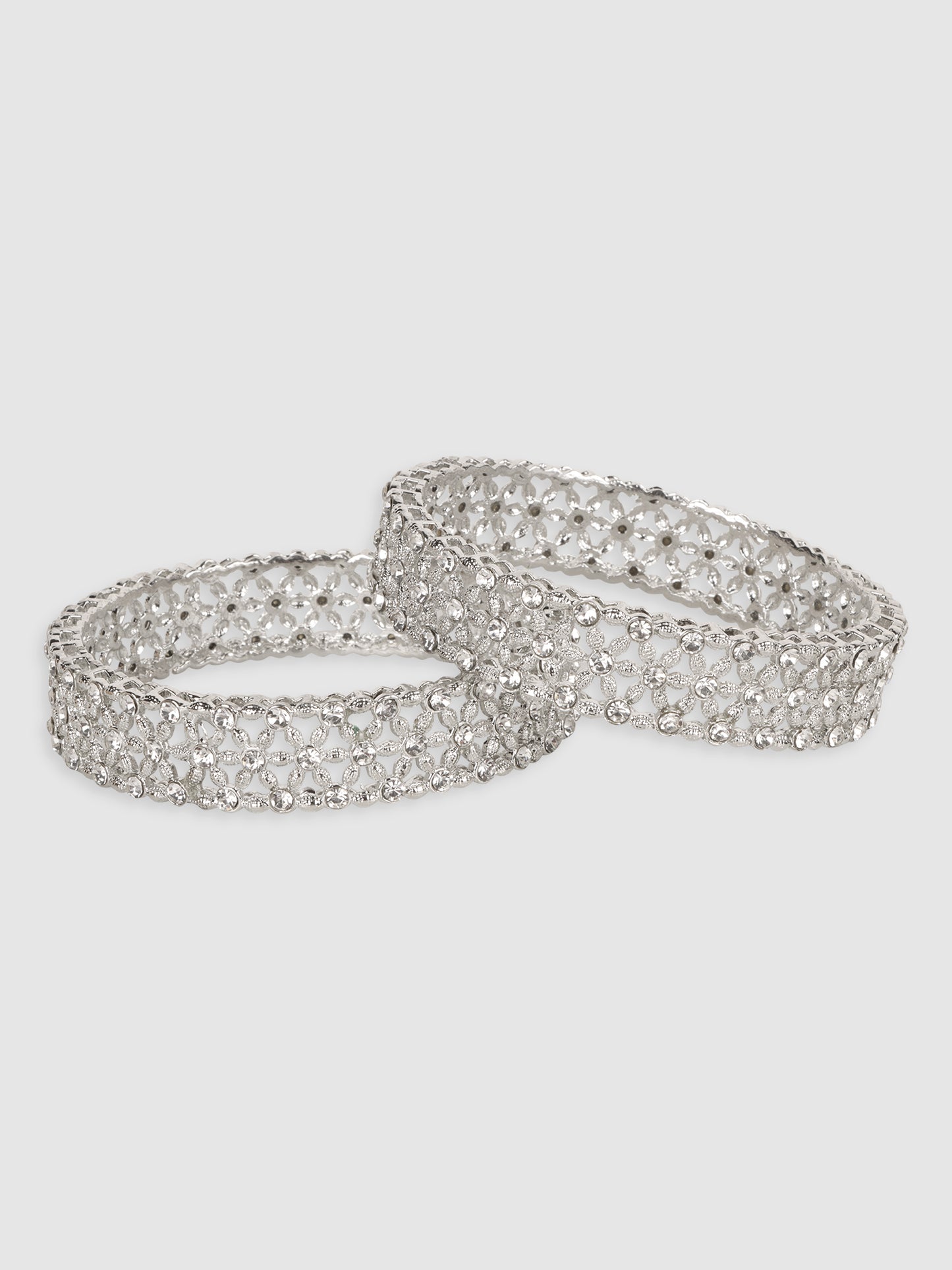 Womens Set of 2 American Diamond Stone Studded Kada/Bangles