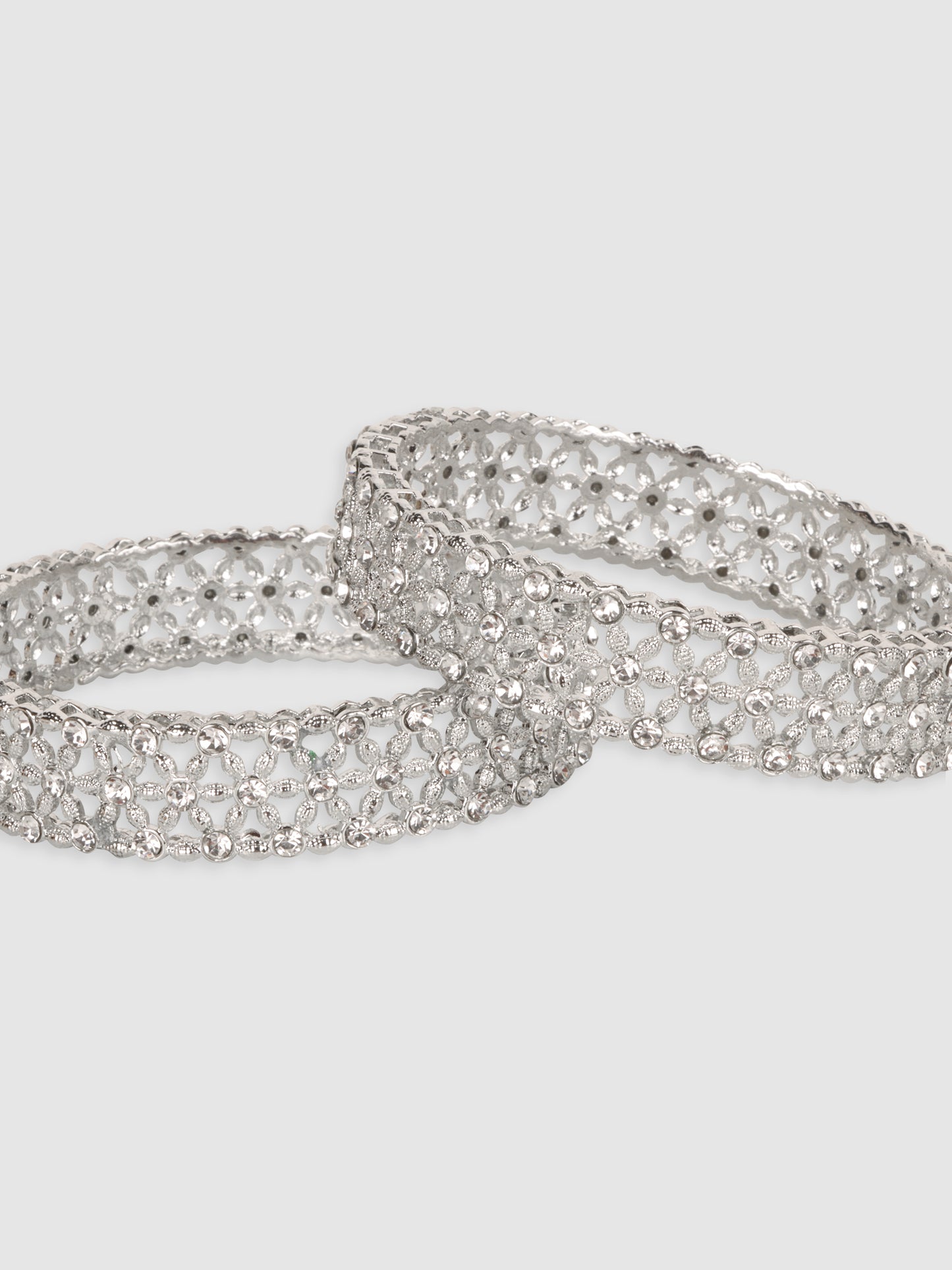 Womens Set of 2 American Diamond Stone Studded Kada/Bangles