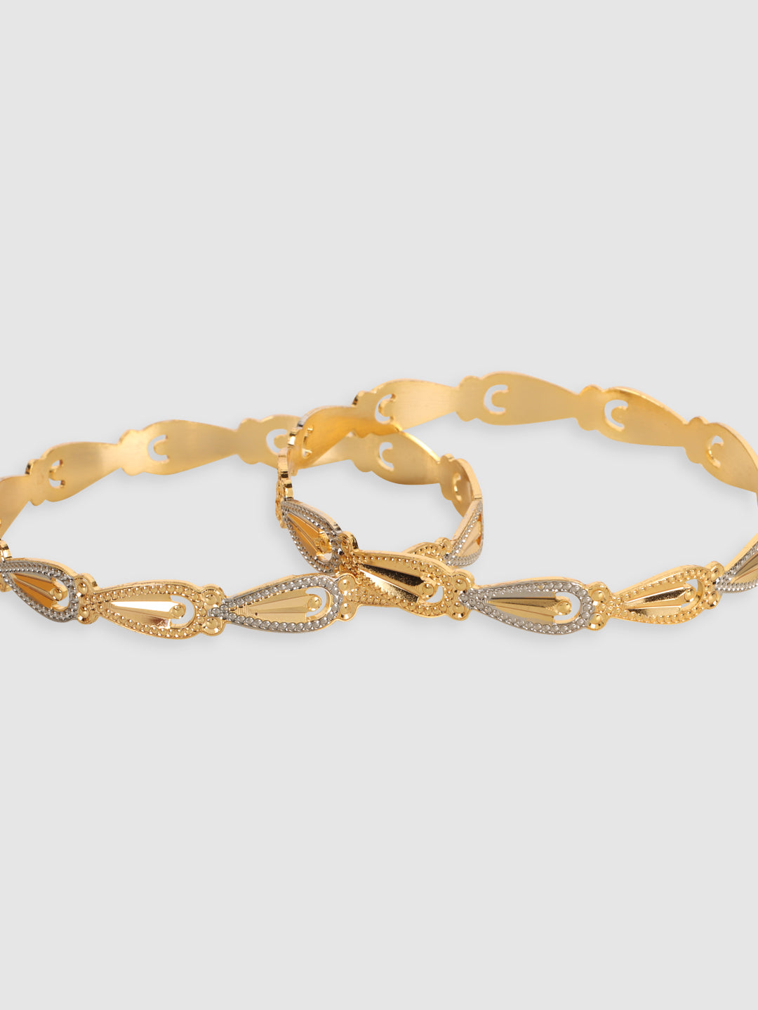 Set Of 2 Gold-Plated Stone-Studded Adjustable Bangles