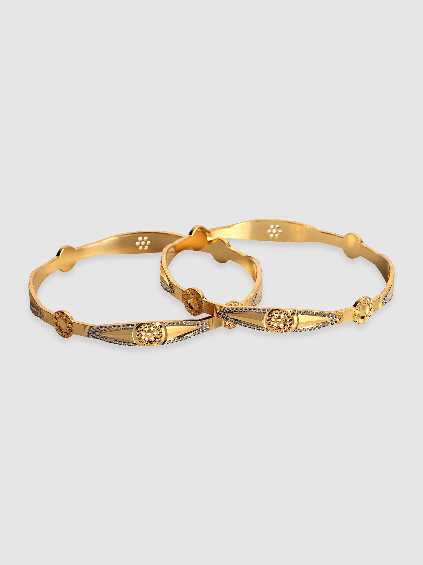 Set Of 2 Gold-Plated Stone-Studded Bangles