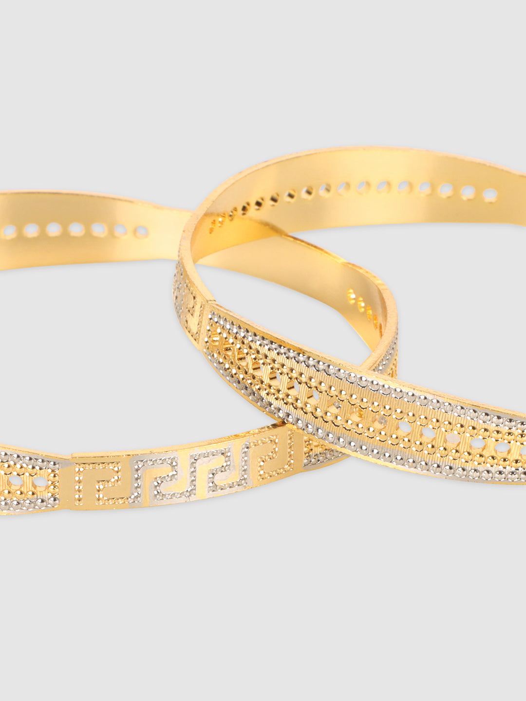 Set Of 2 Gold-Plated Stone-Studded Bangles