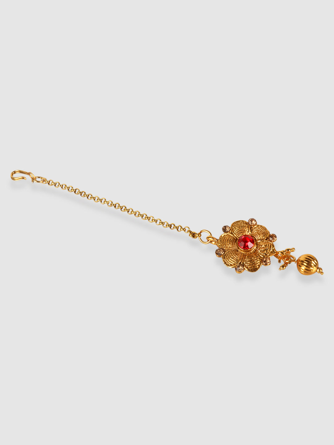 Gold-Toned & Red Stone-Studded Choker Jewellery Set