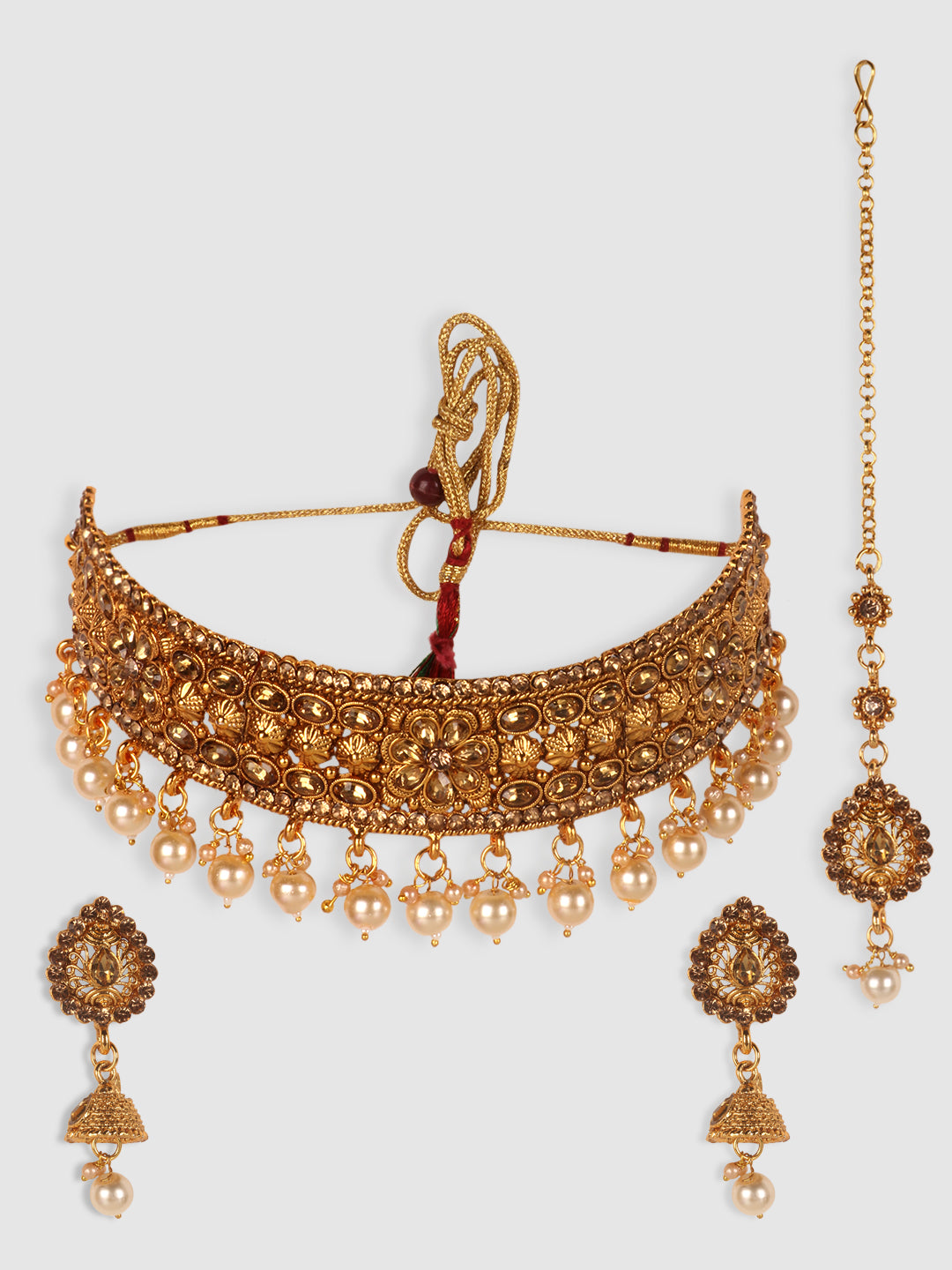 Gold-Plated Stone-Studded Traditional Bridal Jewellery Set