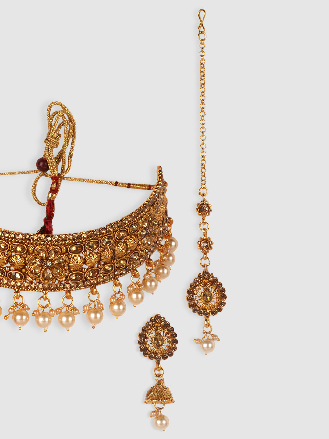 Gold-Plated Stone-Studded Traditional Bridal Jewellery Set