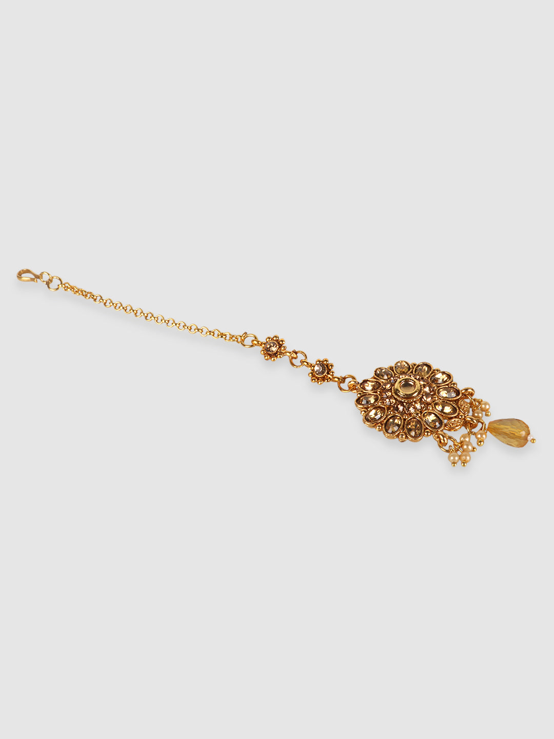 Traditional Gold Plated Floral Stone Studded Choker Set