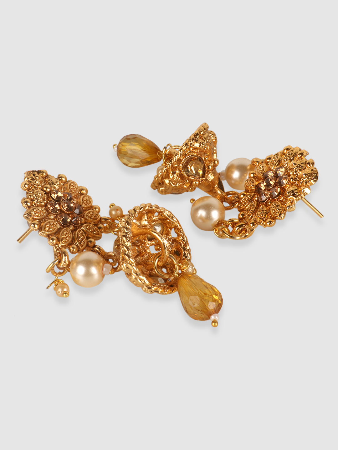 Traditional Gold Plated Floral Stone Studded Choker Set
