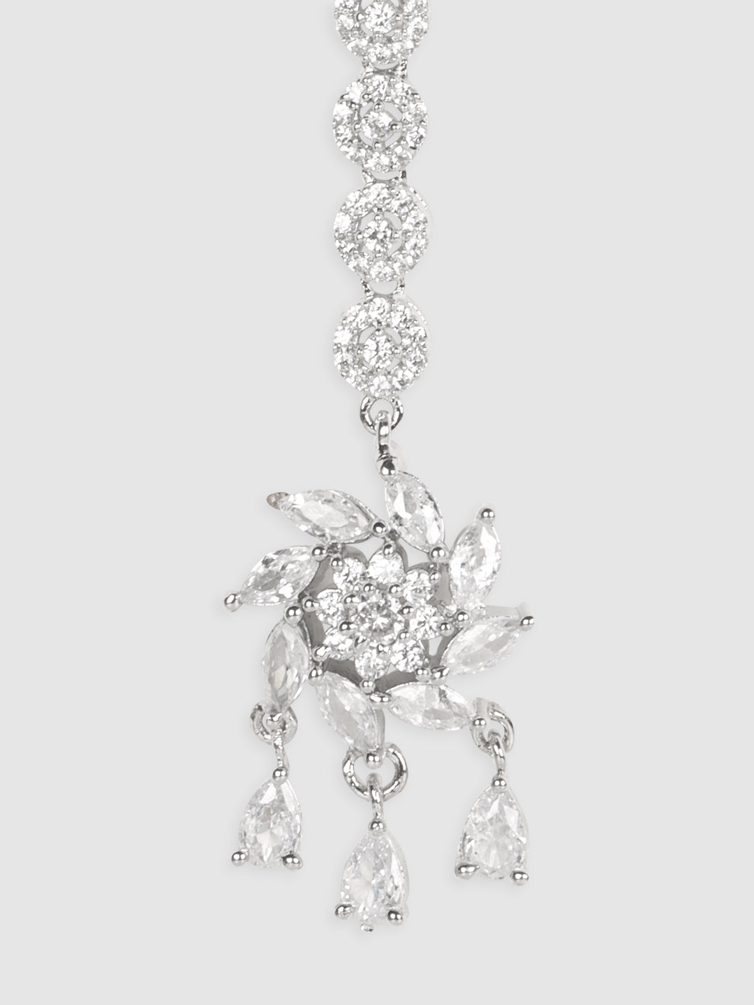 Silver-Plated AD-Studded Circular Shape Maangtika