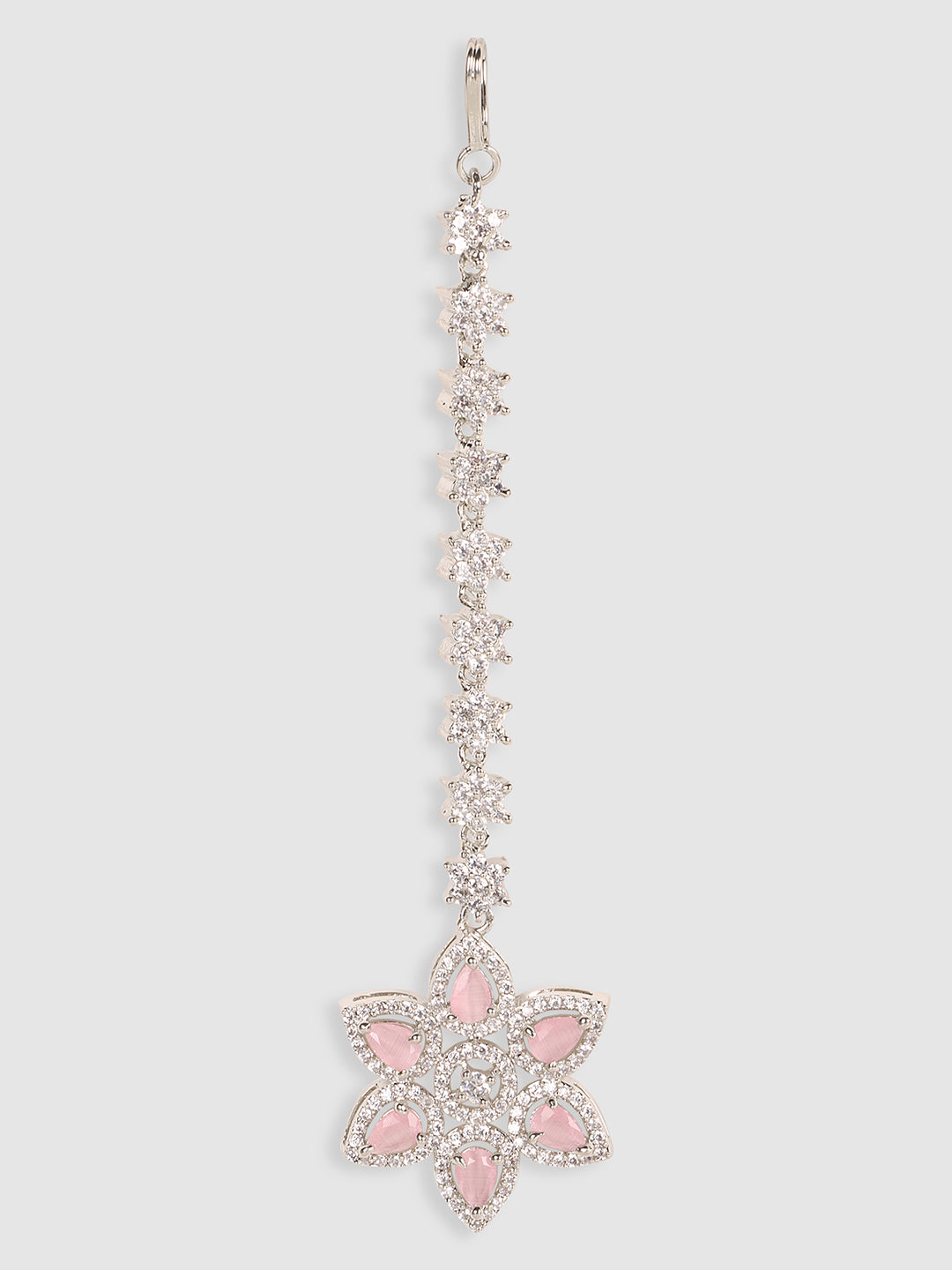 Women Silver-Plated AD-Studded Maang Tikka Head Jewellery