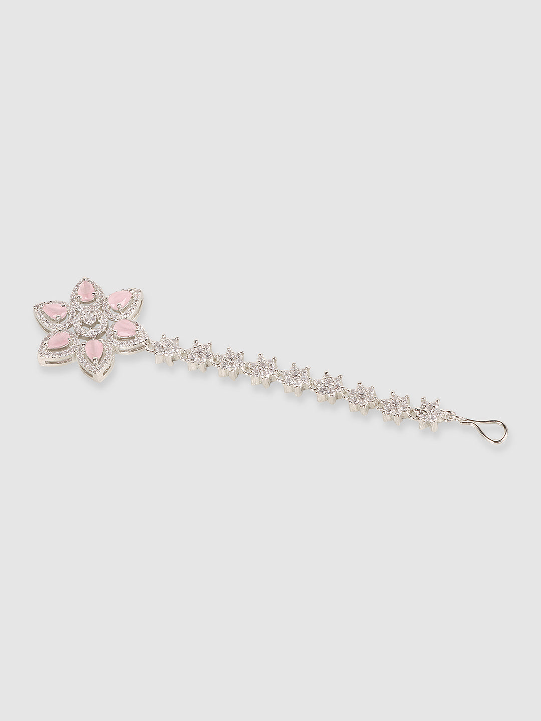Women Silver-Plated AD-Studded Maang Tikka Head Jewellery
