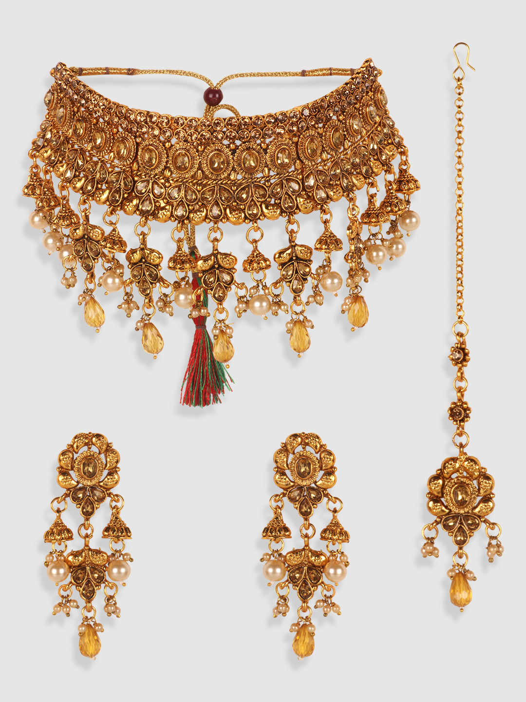 Gold Plated Bridal Stone Studded Jewellery Set