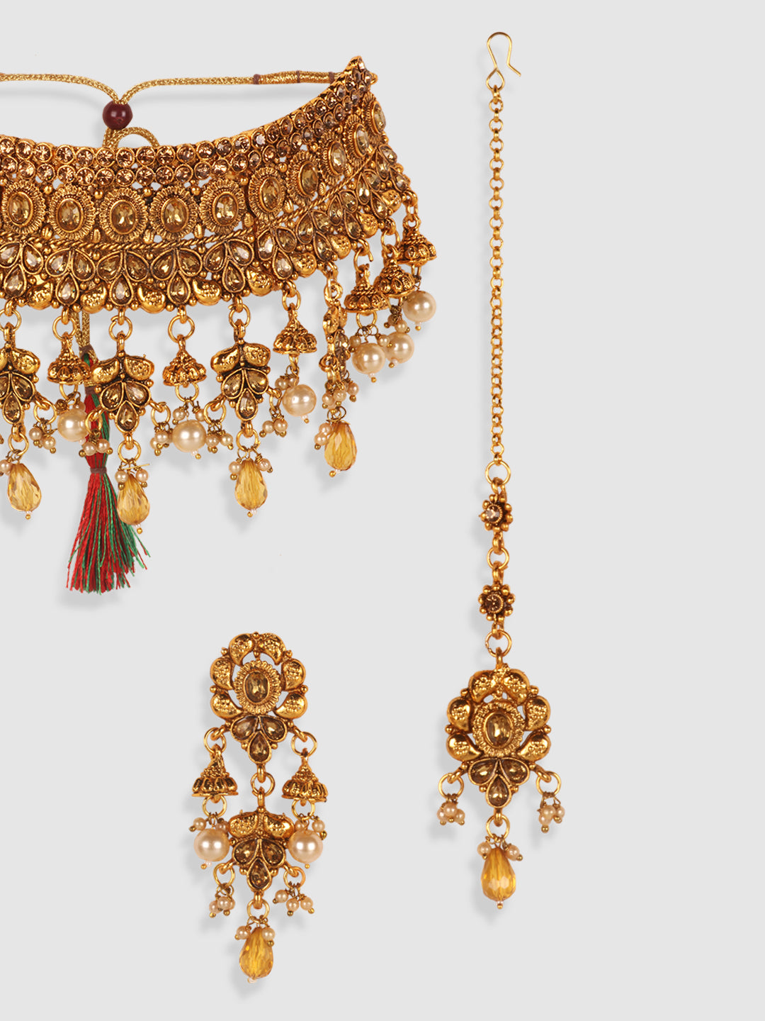 Gold Plated Bridal Stone Studded Jewellery Set