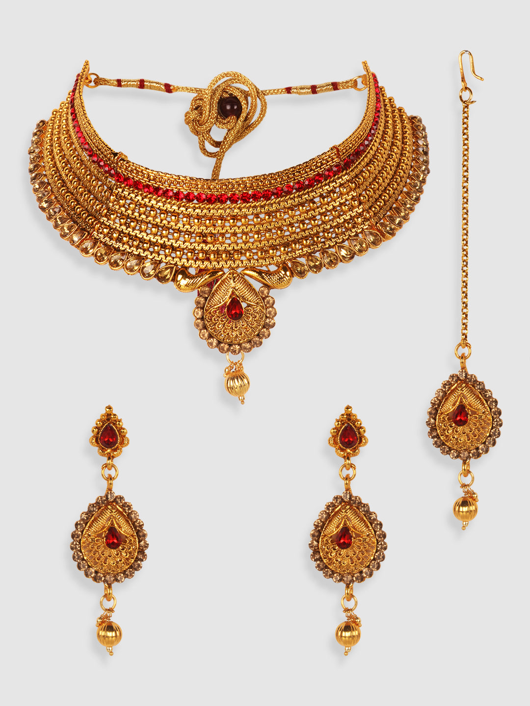 Gold-Plated Stone-Studded Traditional Jewellery Set