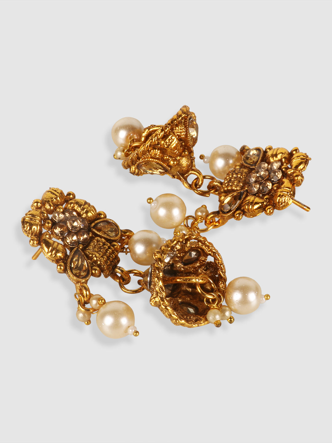 Gold -Toned Floral Stone Studded Choker Set
