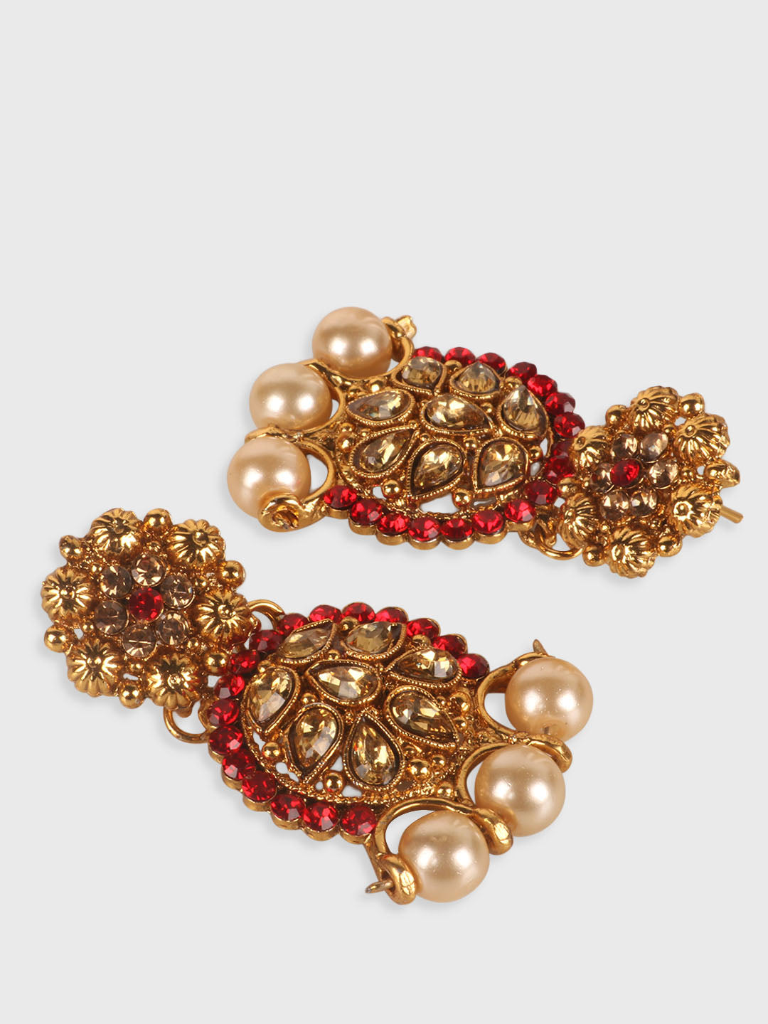 Red & Gold Toned Gold Plated Bridal Kundan Studded Choker Set
