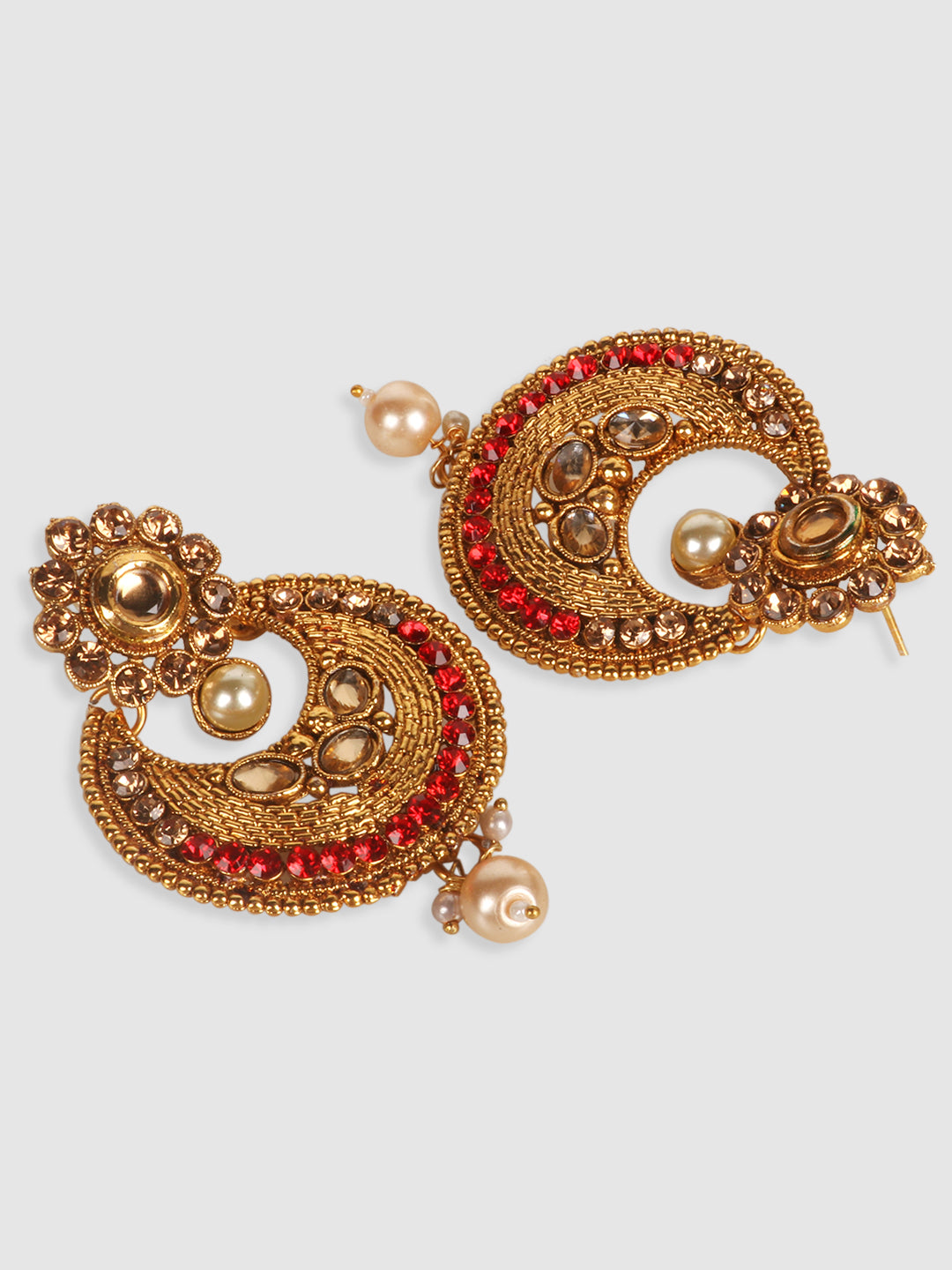 Gold-Plated & Red Stone Studded Choker Set