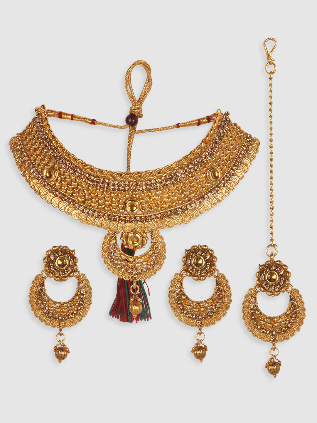 Gold-Plated Stone-Studded Traditional Bridal Jewellery Set