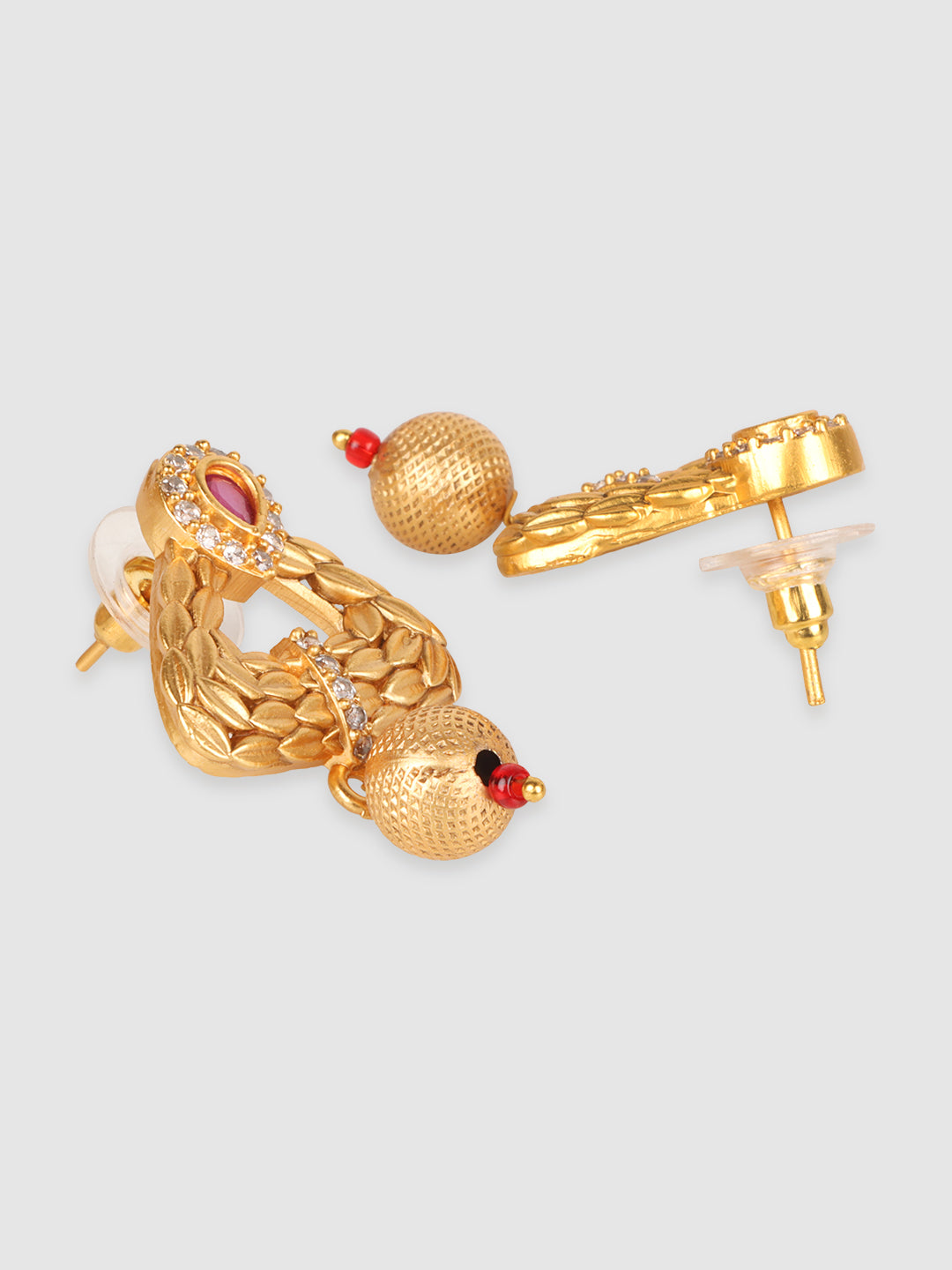 Gold-Plated Pink Stone Studded Jewellery Set