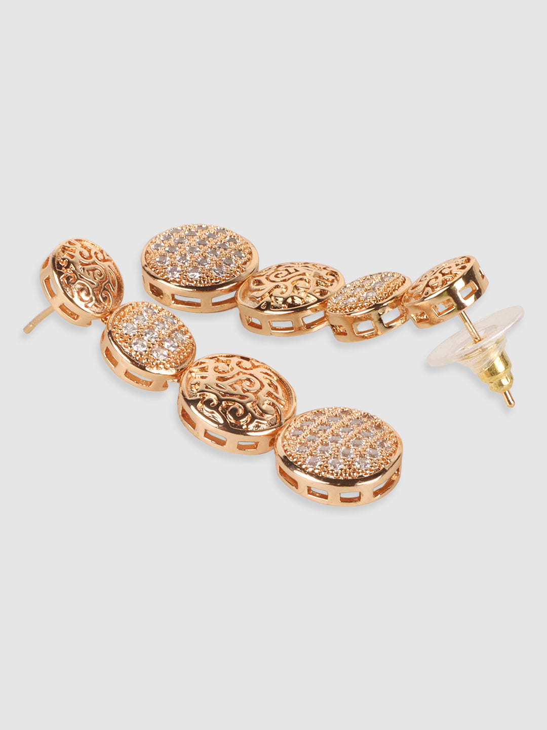 Gold-Plated & White AD-Studded Jewellery Set