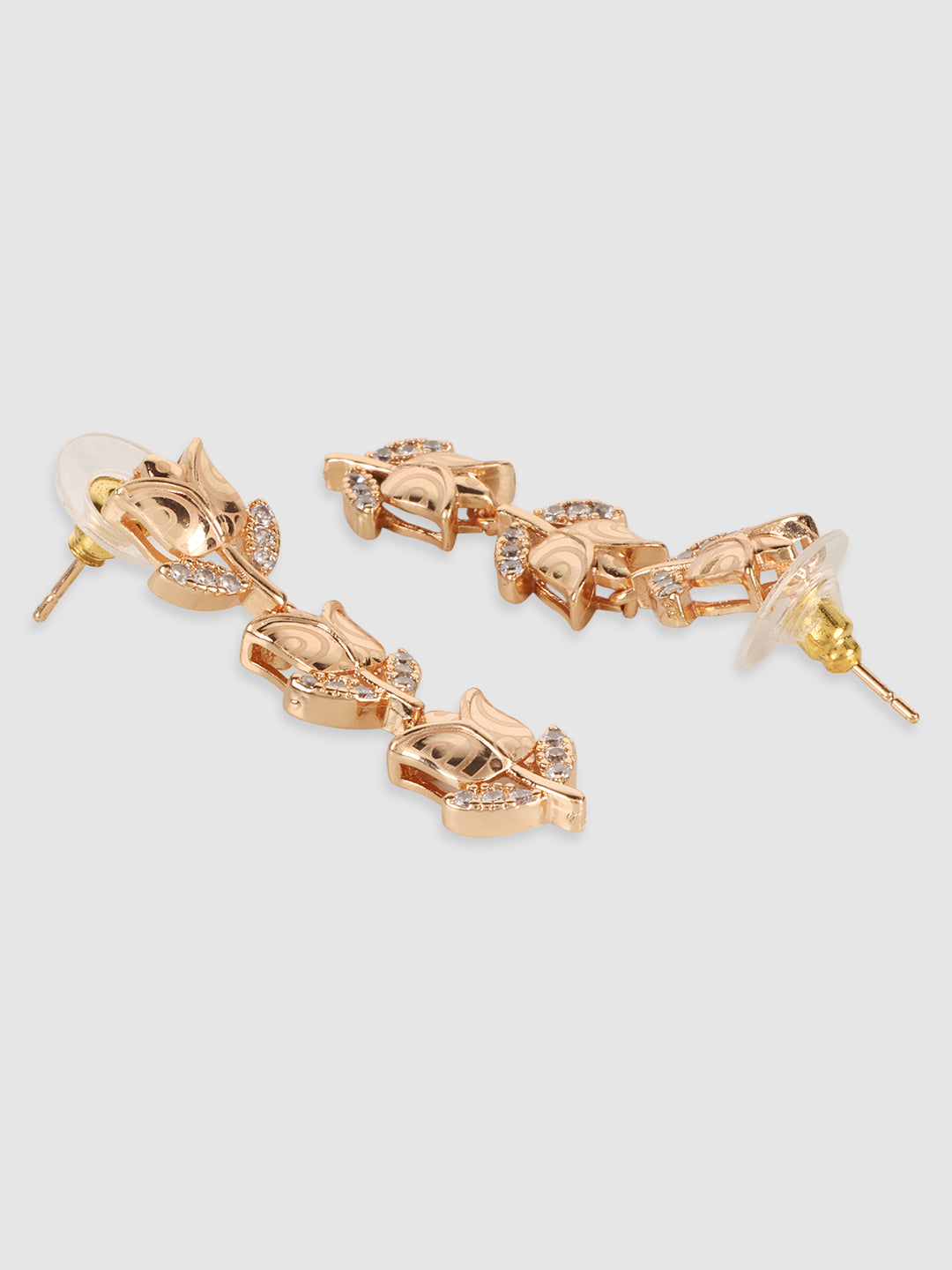 Women White & Pink AD Stone-Studded Gold-Plated Jewellery Set