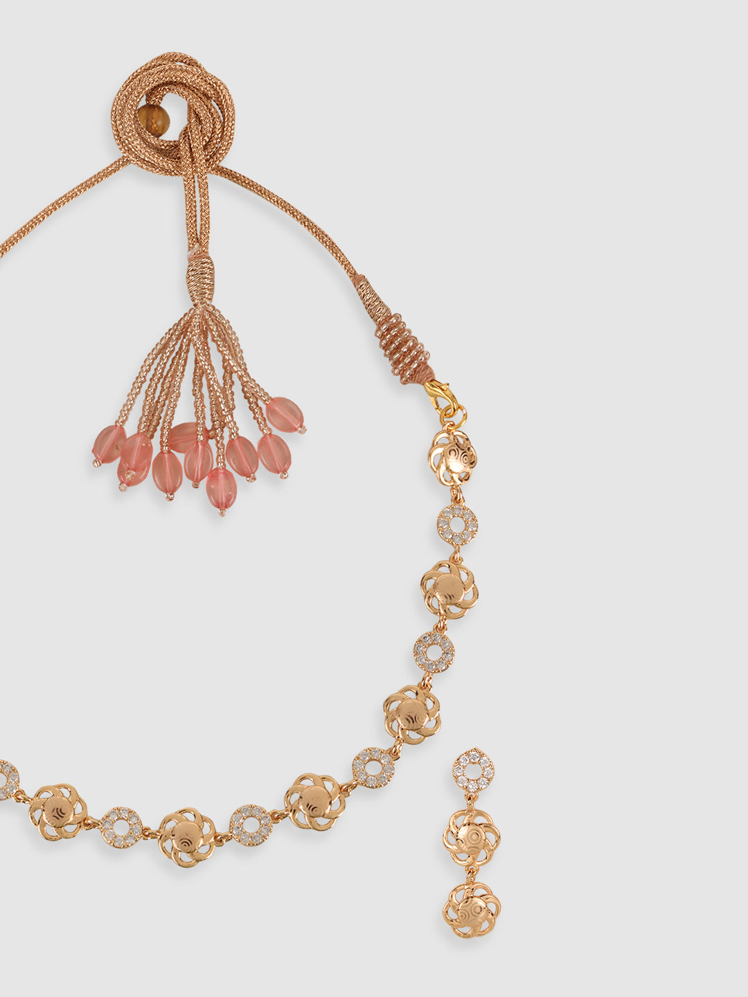 Gold Plated White AD Studded Handcrafted Jewellery Set