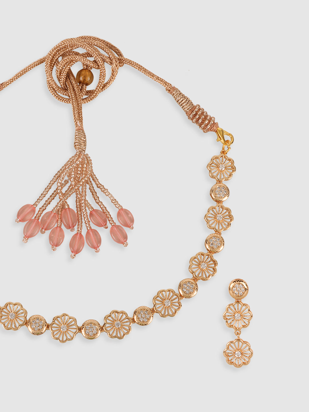 Gold- Toned White AD Studded Partywear Stylish Jewellery Set