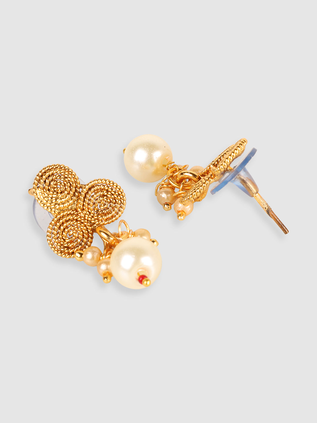 Gold-Plated Gold Pearl Beaded Jewellery Set