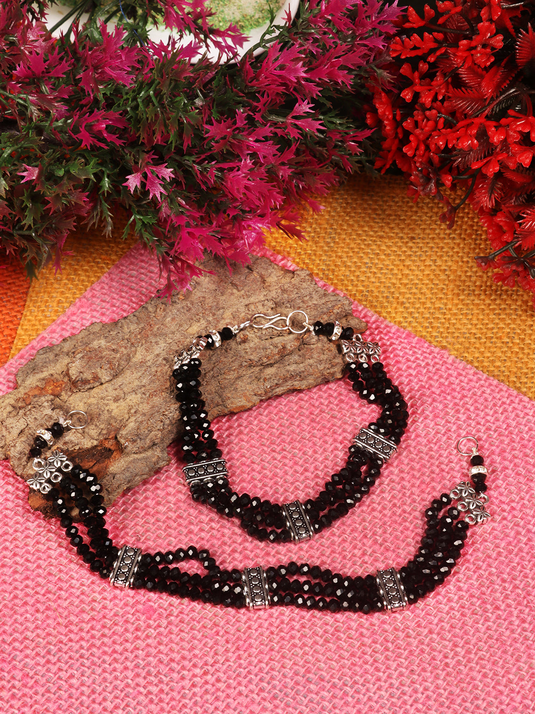 Women Stylish Broad Black Toned Exclusive Designer Anklet