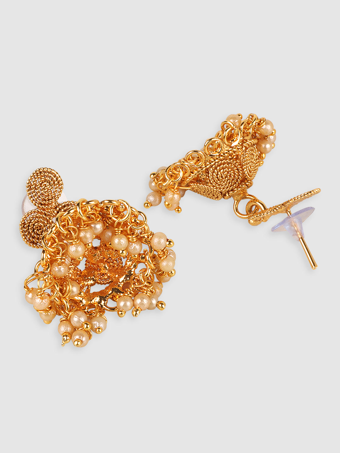 Women Gold-Plated Pearl Studded Jewellery Set
